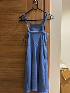 Blue Spaghetti Strap Midi Dress