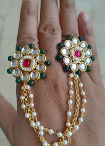 Statement Kundan Slave Bracelet Ring