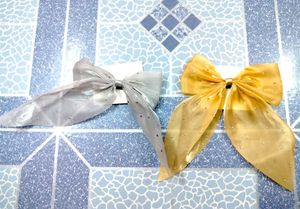 Silver Polka Dot Bow Hair Tie