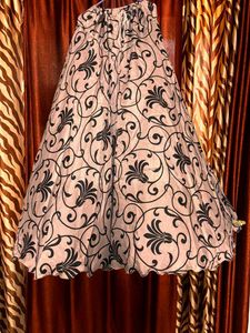 Elegant Floral black Print Palazzo Skirt and pink