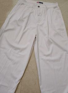 White Pleated Casual Pants