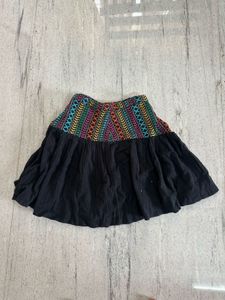 Boho Embroidered cute Black mini Skirt