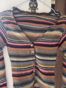Chic Striped Knit Cardigan