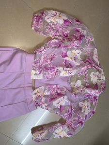 3-Piece Lavender Floral Organza Co-ord Set