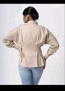 combo Beige Button-Up Top and bag