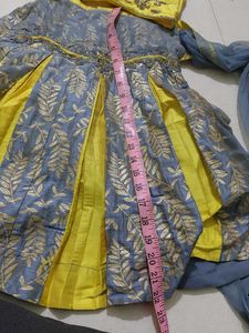 Yellow &amp; Grey Embellished Lehenga Choli