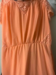 Peach Lace Short Dress