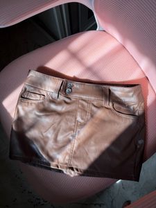 H&M Brown Faux Leather Mini Skirt