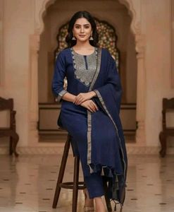 Beautiful Navy Blue Kurta Set with Dupatta