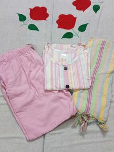 Striped Kurta Set with Dupatta