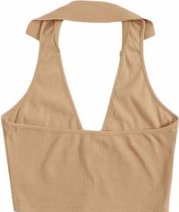 Shein Textured Halter Neck Crop Top