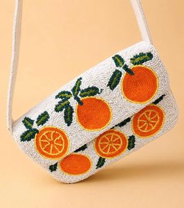 Beaded Orange Crossbody Bag