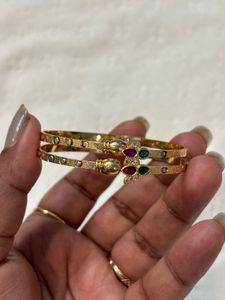 Beautiful Gold Plated Bangles with Gems