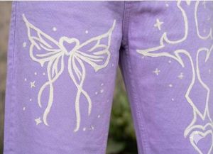 Custom DIY Art Wide-Leg Jeans | Y2K Aesthet