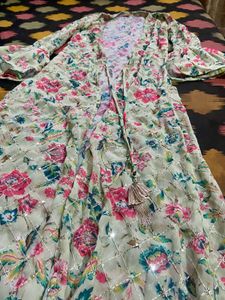Floral Print Kurta with Bell Sleeves