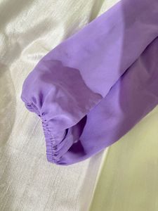 Purple Ruched Puff Sleeve Mini Dress