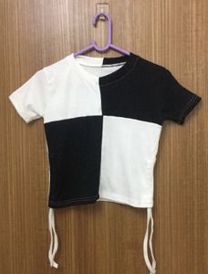 Two-Tone Black & White Crop Tee