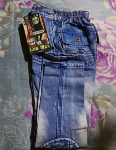 Men's Blue Washed Cargo Jeans Size-28