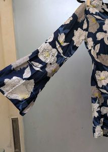 Elegant Floral Bell Sleeve short kurti