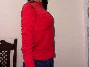 Newme Red Long Sleeve Top
