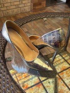 Stylish silver Croc Print Heels
