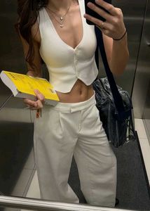 SAVANA Cream Button-Up Vest Top