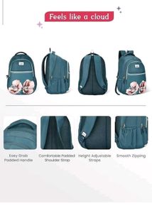 Stylish Teal Backpack with Floral Print