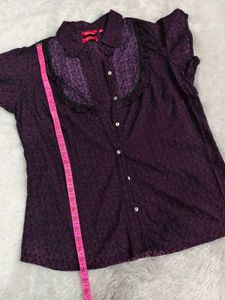 Elegant Purple Short Sleeve Blouse