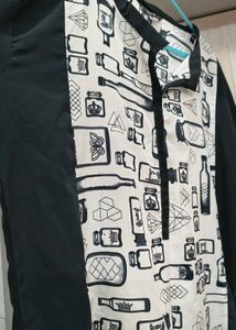 Black &amp; White Printed Kurta
