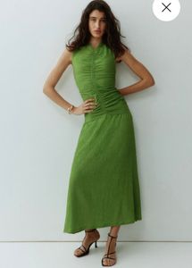 Chic Ruched Green Maxi Dress