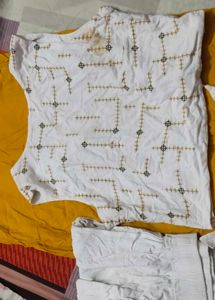 Yellow Kurta Set with Camel Print Jacket