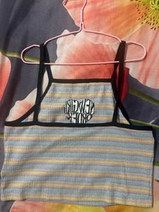 Striped Ribbed Cami Crop Top