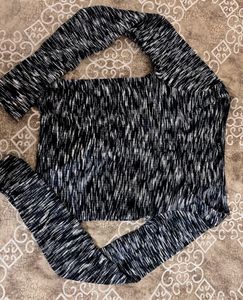 Zudio Black &amp; White Marled Top