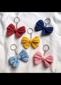 Handmade Pink Crochet Bow Keychain