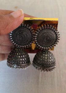 silver oxidised earring