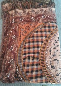 Bohemian Patchwork Scarf with Fringes