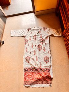 Cream Paisley Print Kurta