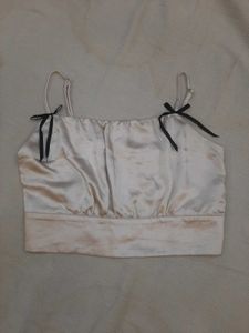 Cute Bow Satin Crop Top