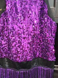 Sparkling Purple Sequin Fringe Dress
