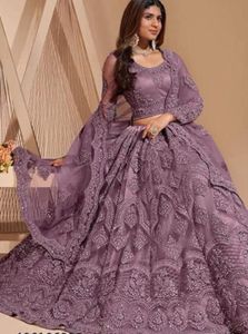 Stunning Lilac Embroidered Lehenga Choli Dupatta