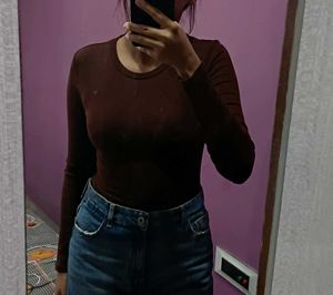 Premium Ribbed Brown Bodysuit