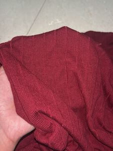 Burgundy Ribbed Polo T-Shirt