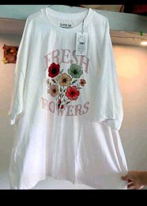 White Graphic T-Shirt with Floral Print