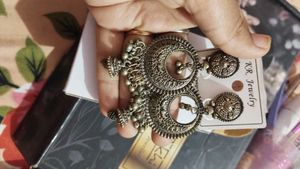 Oxidised Mirror Jhumka Earrings