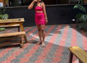 Hot Pink One-Shoulder Cut-Out Dress