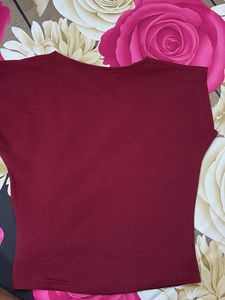 Maroon Wrap Front Top