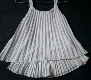 White Pleated Flowy Top
