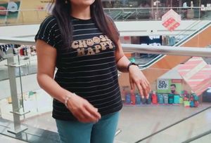 Striped "Choose Happy" T-Shirt