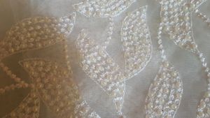 Beautiful All Over Moti Work Of White Saree