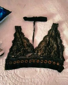 Lace Bralette with Ring Studs